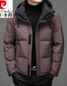 皮尔卡丹轻奢高档羽绒服男短款可拆卸帽2023新款休闲加厚冬季白鸭绒外套潮 9902酒红 170/84A (-120斤)