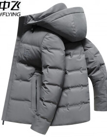 雪中飞（SNOWFLYING）羽绒服男士2023冬季新款加厚保暖休闲白鸭绒抗寒连帽短款中年男装 灰色 175/96A
