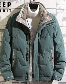 吉普（JEEP）羽绒服男冬季潮流立领外套男士白鸭绒保暖上衣男装 绿色 XL